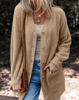 Solid Fuzzy Button-Front Cardigan