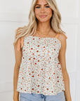 Maia Tied Shoulder Floral Print Babydoll Tank