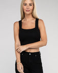 Cotton Square Neck Cropped Cami Top