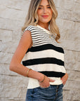 Irene Striped O Neck Sweater Vest