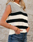 Stripe Sleeveless Sweater Top