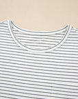 Stripe Cap Sleeve Crewneck Tee