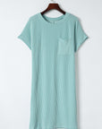 Corded Knit Pocketed T-Shirt Dress