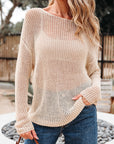 Solid Crochet Hollow-Out Sweater