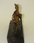 Extra Large Two Racing Horses Stallion on Natural Wood Bronze Sculpture Statue