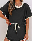 Colorblock Short Sleeve T-Shirt and Skort Set