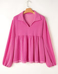 Blake Corded V Neck Bubble Sleeve Blouse
