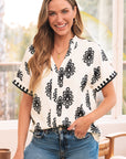 Short Sleeve V Neck Blouse