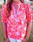 Floral Ruffle Puff Sleeve Blouse