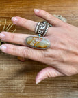 Long Ring- Size 8.5 - Boulder turquoise ring & sterling silver