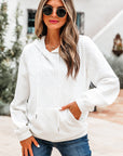 Magnolia Cable Lattice Texture Kangaroo Pocket Hoodie