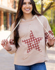 Hallie Star Pattern Drawstring Hoodie