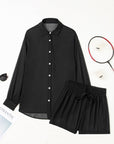 Sheer Shirt and Shorts Swim Cover-Up Set