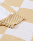 Checker Bishop Sleeve Sweater