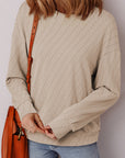 Solid Textured Long Sleeve Top