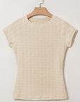 Textured Raglan Cap Sleeve T-Shirt