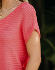 Melina Loose Knit Short Dolman Sleeve Sweater