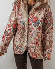 Floral Sherpa Lined Hooded Jacket