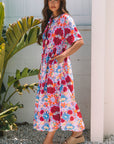 Hannah Floral Tied Front High Waist Long Dress