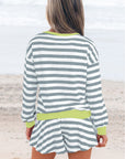 Stripe Contrast Ribbed Top and Shorts Set