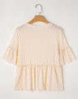 Oaklyn Textured Ruffled Short Sleeve Blouse