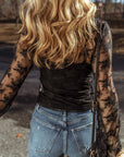Black Lace Sheer/Mesh Top
