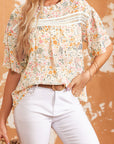 Karsyn Floral Print Wide Ruffle Sleeves Blouse