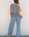 Teresa Ribbed Ruffle Tank Top and Pants Set