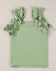 Solid Ruffle Trim Sleeveless Top