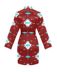 Burgandy Aztec Women's Belted Satin Feel Dressing Lounge Robe