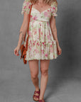 Floral Ruffle Sweetheart Mini Dress