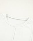 Solid Reverse Seam Crew Neck Long Sleeve Top