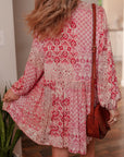 Melody Floral Tassel Tie Long Sleeve Mini Dress