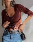 Cora Square Neck Ribbed Fit Long Sleeve Top