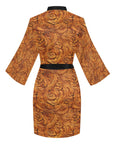 Tooled Leather Print Women's Lounge Kimono Robe