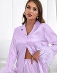 Heavenly Feathered Silk Pajamas in color options