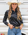 BLACK SATIN PERFORMANCE RODEO SHIRT