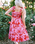 Christina Tie Shoulder Straps Tiered Floral Dress