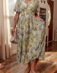 Floral Puff Sleeve Maxi Dress