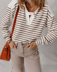 Ayla Stripe Textured Hooded Long Sleeve Top
