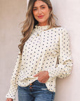 Catalina Polka Dot Lantern Sleeve Blouse