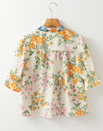 Gwen Crochet V Neck Boho Floral Blouse