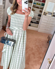 MASON'S DAUGHTER | Nora Dress, Green/Ivory Gingham Shantung