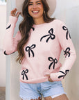 Pink Bow Knitted Loose Fit Sweater