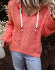 Sariah Cable Knit Drawstring Hooded Sweater