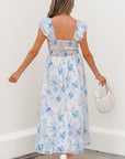 Josephine Floral Smocked High Waist Sleeveless Long Dress