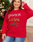 Plus Size Christmas Sparkle All The Way Tinsel Sweater