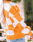 Checker Bishop Sleeve Sweater
