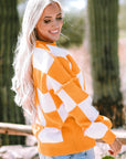 Checker Bishop Sleeve Sweater
