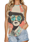 Baha Ranch Turquoise Cowgirl Retro Pop Western Tank Top